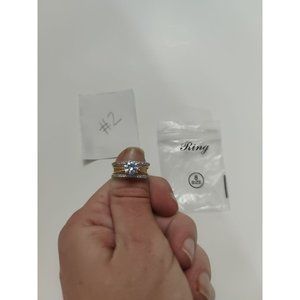BNIB silver + gold ring with clear gems